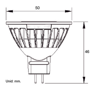 KRYLUX16-AV5 - Lmpara LED casquillo GU5.3 (MR16) 5W -  FULLWAT - Dimensiones