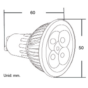 KRYLUX10-CO5 - Lmpara LED casquillo GU10 5W -  FULLWAT - Dimensiones