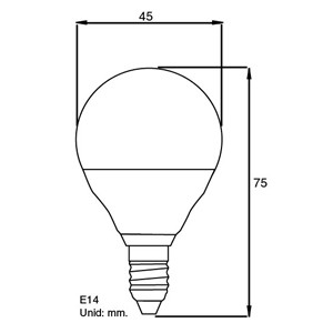 KRYLUX14-SG5 - Mini lmpara LED tipo globo casquillo E14 - 5W - FULLWAT - Dimensiones
