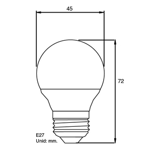 KRYLUX27-SG5 - Mini lmpara LED tipo globo casquillo E27 - 5W -  FULLWAT - Dimensiones
